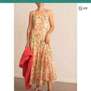Vintage 90s Jones New York 100% Silk Floral Maxi Dress